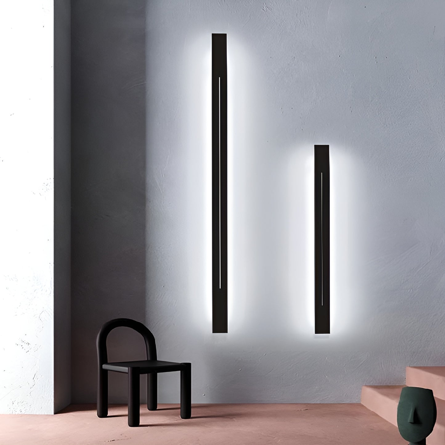 Modern LED wall sconce with white lighting in a minimalist styled interior